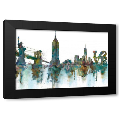 Ny Skyline Black Modern Wood Framed Art Print by Nan