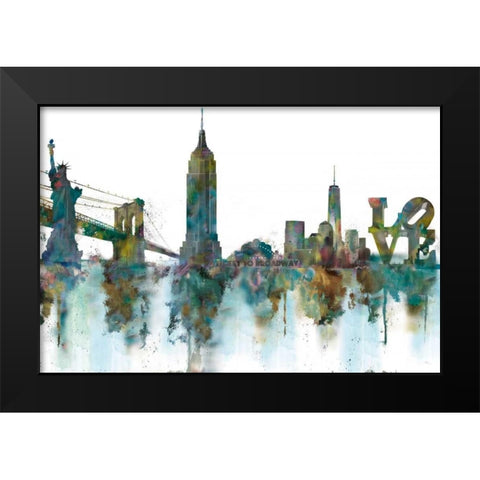 Ny Skyline Black Modern Wood Framed Art Print by Nan