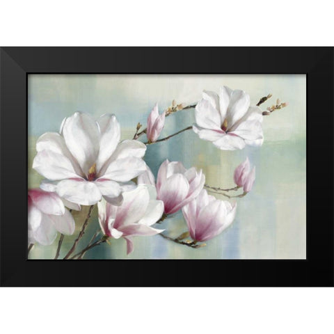 Magnolia Blooms Black Modern Wood Framed Art Print by Daniels, Rogier
