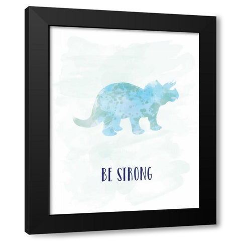 Be Strong Dino Black Modern Wood Framed Art Print with Double Matting by Murray, Amanda
