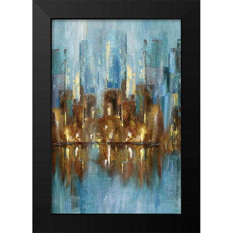 City Night Black Modern Wood Framed Art Print by Nan