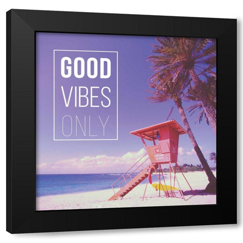 Good Vibes Only Black Modern Wood Framed Art Print with Double Matting by Delimont, Danita