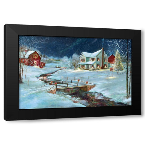 Christmas on the Farm Black Modern Wood Framed Art Print by Manning, Ruane