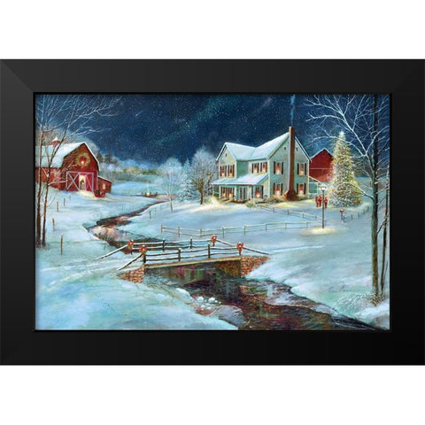 Christmas on the Farm Black Modern Wood Framed Art Print by Manning, Ruane
