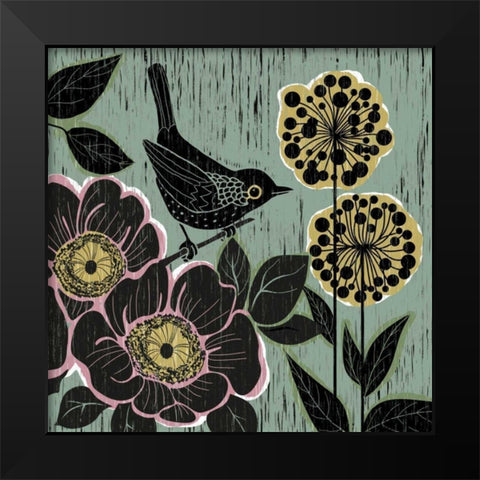 Natures Woodcut I Black Modern Wood Framed Art Print by Knutsen, Conrad