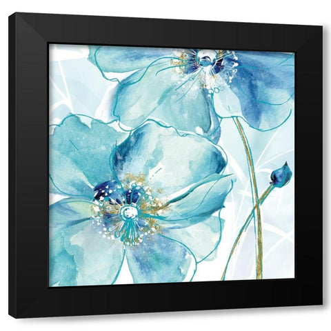 Blue Spring Poppy Black Modern Wood Framed Art Print by Donovan, Maria