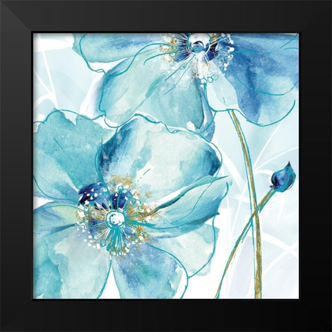 Blue Spring Poppy Black Modern Wood Framed Art Print by Donovan, Maria