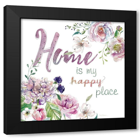 Home Is My Happy Black Modern Wood Framed Art Print with Double Matting by Robinson, Carol