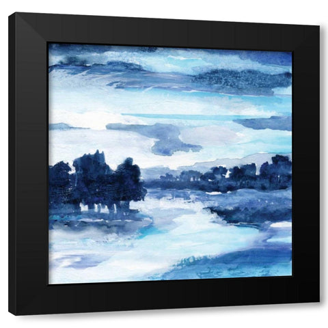 Indigo Land I Black Modern Wood Framed Art Print with Double Matting by Nan