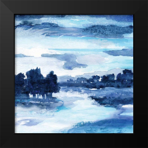 Indigo Land I Black Modern Wood Framed Art Print by Nan