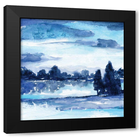 Indigo Land II Black Modern Wood Framed Art Print with Double Matting by Nan