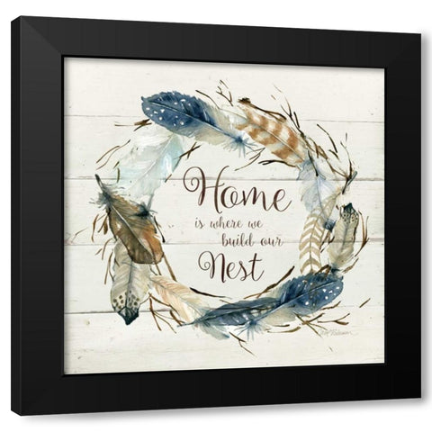 Feather Home Nest Black Modern Wood Framed Art Print by Robinson, Carol
