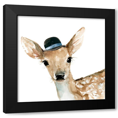 Cute Critter Deer Black Modern Wood Framed Art Print with Double Matting by Robinson, Carol