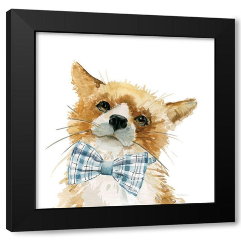 Cute Critter Fox Black Modern Wood Framed Art Print with Double Matting by Robinson, Carol
