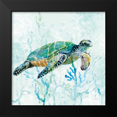 Sea Turtle Swim I Black Modern Wood Framed Art Print by Robinson, Carol