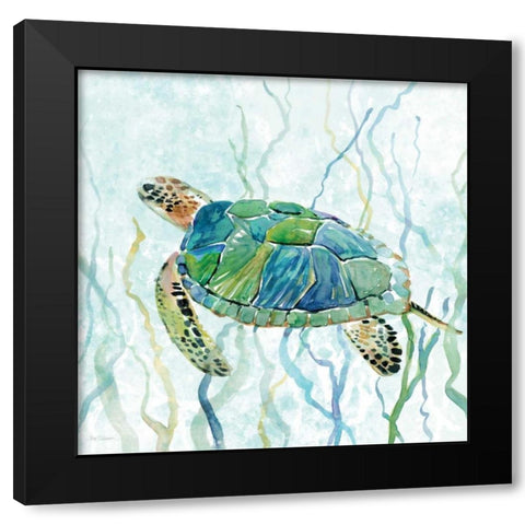 Sea Turtle Swim II Black Modern Wood Framed Art Print by Robinson, Carol