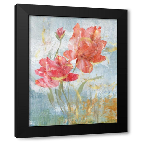 Floral Dance I Black Modern Wood Framed Art Print with Double Matting by Nan