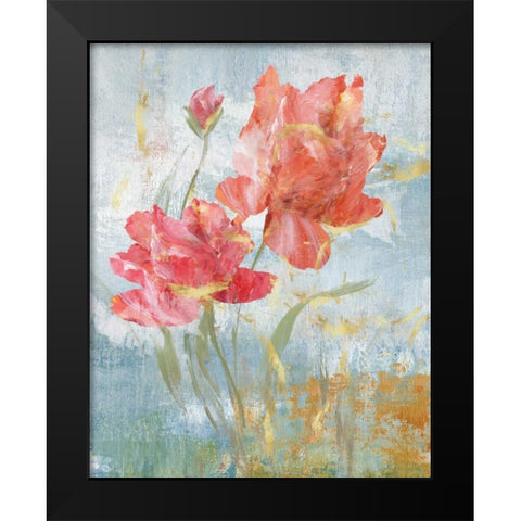 Floral Dance I Black Modern Wood Framed Art Print by Nan