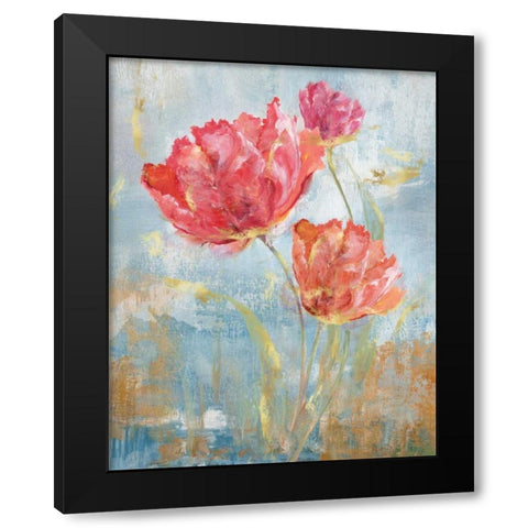 Floral Dance II Black Modern Wood Framed Art Print with Double Matting by Nan