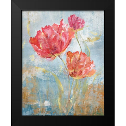 Floral Dance II Black Modern Wood Framed Art Print by Nan