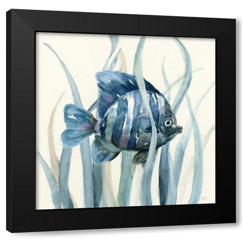 Fish in Seagrass I Black Modern Wood Framed Art Print with Double Matting by Nan