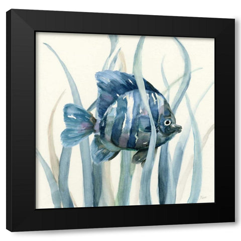 Fish in Seagrass I Black Modern Wood Framed Art Print by Nan