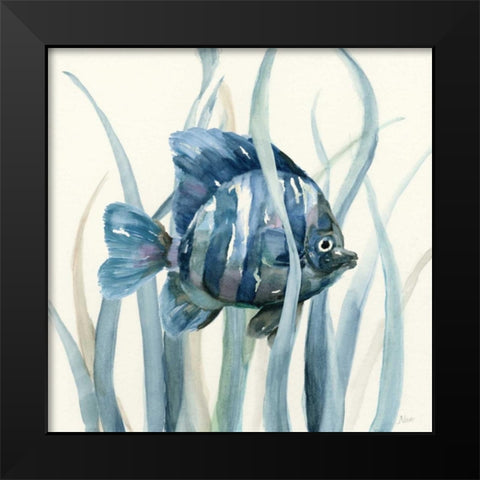 Fish in Seagrass I Black Modern Wood Framed Art Print by Nan