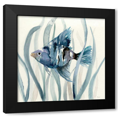 Fish in Seagrass II Black Modern Wood Framed Art Print with Double Matting by Nan