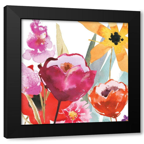Spontaneous Blooms I Black Modern Wood Framed Art Print by Brown, Erin