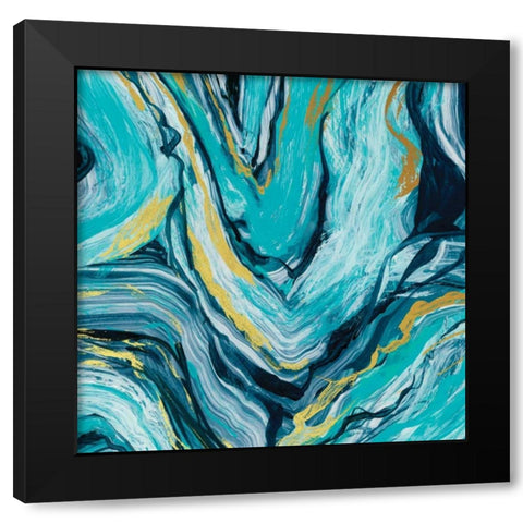Teal Agate Gold Black Modern Wood Framed Art Print with Double Matting by Robinson, Carol