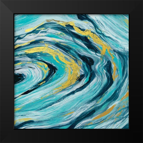 Teal Agate Gold Black Modern Wood Framed Art Print by Robinson, Carol