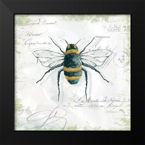 Garden Bee Black Modern Wood Framed Art Print by Robinson, Carol