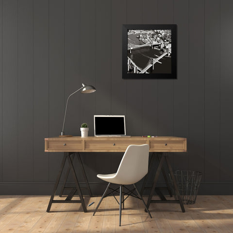 Aerial Manhattan Black Modern Wood Framed Art Print by Delimont, Danita