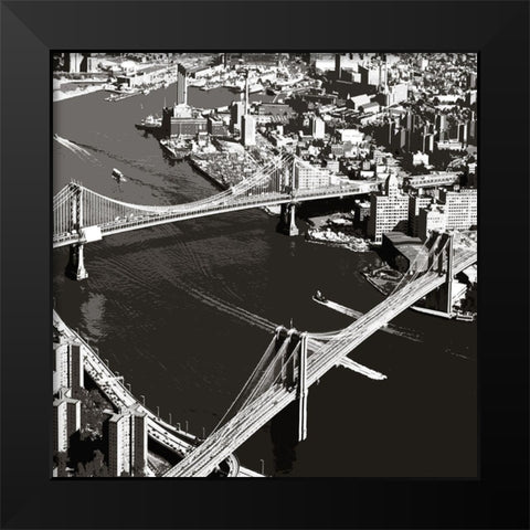 Aerial Manhattan Black Modern Wood Framed Art Print by Delimont, Danita