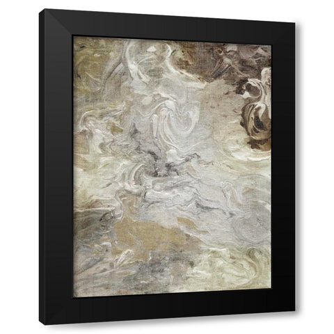 Marbled Linen Black Modern Wood Framed Art Print with Double Matting by Nan