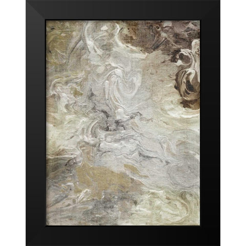 Marbled Linen Black Modern Wood Framed Art Print by Nan