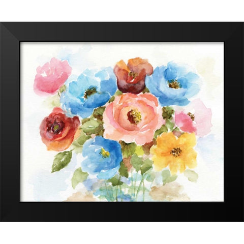 Color Wheel Bouquet I Black Modern Wood Framed Art Print by Nan