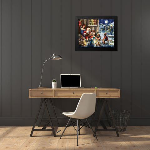 Story Time Santa Black Modern Wood Framed Art Print by Corti, Marcello
