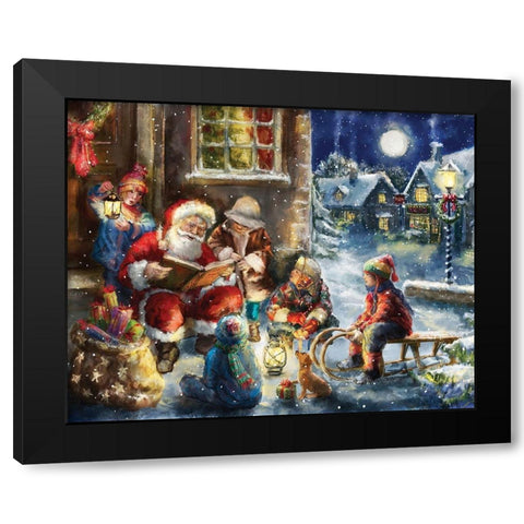 Story Time Santa Black Modern Wood Framed Art Print by Corti, Marcello