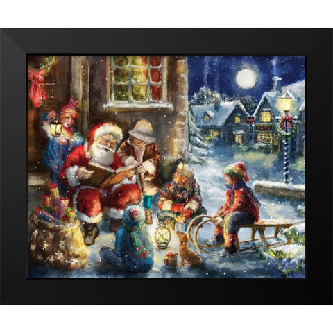 Story Time Santa Black Modern Wood Framed Art Print by Corti, Marcello