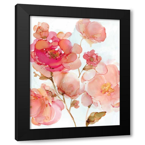 Vivid Peonies Black Modern Wood Framed Art Print by Robinson, Carol