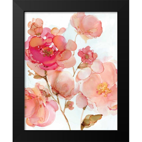Vivid Peonies Black Modern Wood Framed Art Print by Robinson, Carol