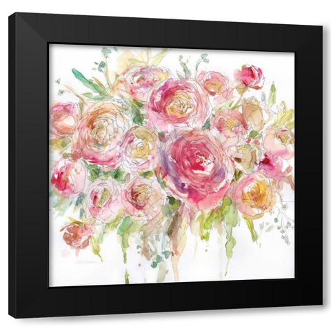 Graceful Bouquet Black Modern Wood Framed Art Print with Double Matting by Robinson, Carol