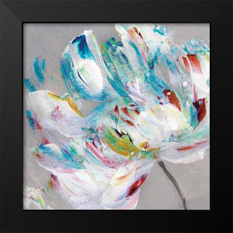Flower Power Black Modern Wood Framed Art Print by Craven, Katrina