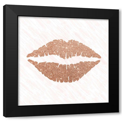 Rose Gold Kiss Black Modern Wood Framed Art Print with Double Matting by Murray, Amanda