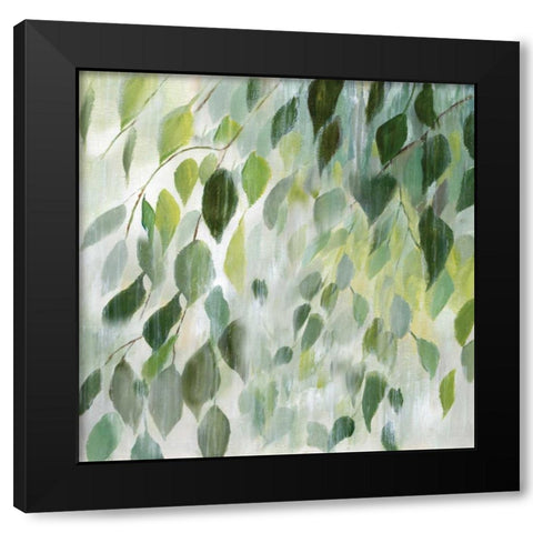 Misty Leaves Black Modern Wood Framed Art Print by Nan