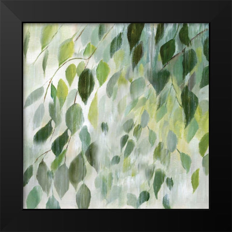 Misty Leaves Black Modern Wood Framed Art Print by Nan