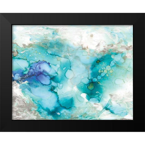 Teal Marble Black Modern Wood Framed Art Print by Robinson, Carol