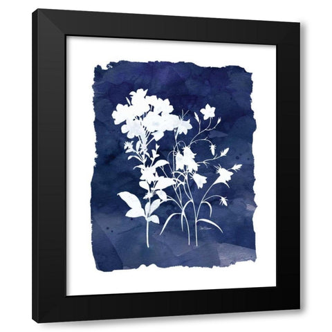Indigo Botanical Black Modern Wood Framed Art Print by Robinson, Carol