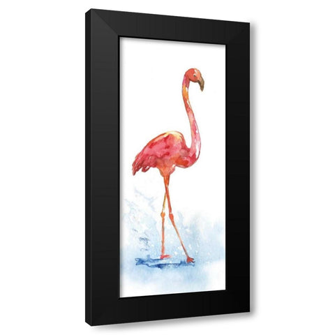 Flamingo Splash I Black Modern Wood Framed Art Print by Nan